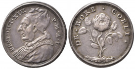 MEDAGLIE PAPALI. ROMA. Benedetto XIII (1724-1730). Medaglia Anno I "La Rosa degli Orsini". Ag (7,34 g - 24,16 mm). Coniata. Hamerani. La medaglia, eme...