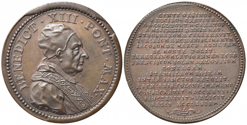 MEDAGLIE PAPALI. ROMA. Benedetto XIII (1724-1730). Medaglia di restituzione. AE ...