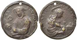 MEDAGLIE RELIGIOSE. Sec. XVIII. Medaglia con San Brunone e Santa Maria Maddalena. AE (15,62 g). Foro. qBB