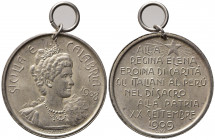 SAVOIA. Sicilia e Calabria. Medaglia 1909 alla Regina Elena - Gli Italiani al Perù. Ag (12,97 g - 29,8mm) Opus Rodriguez. qFDC