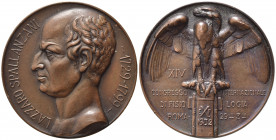 VENTENNIO FASCISTA. Medaglia Lazzaro Spallanzani - XIV Congresso di Fisiologia 1932. AE (80,56 g - 51 mm). SPL
