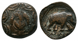 SELEUKID KINGDOM. Antiochos III 'the Great' (222-187 BC). Ae. Uncertain (military) 3,73gr