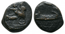 PHOENICIA. Sidon. Abdashtart I, circa 365-352 BC. AE Phoenician galley above waves left. Rev. Persian king, raising his right hand, and driver, holdin...