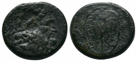 Kings of Bithynia. Prusias I (238-183 BC). AE 8,42gr. Obv: Diademed head of Zeus right; c/m: Nike advancing right, holding wreath and palm frond. Rev:...