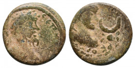 MESOPOTAMIA. Carrhae. Septimius Severus, with Caracalla, 193-211. C]ЄΠT [CЄΥHΡOC] Laureate head of Septimius Severus to right. Rev. AΥΡ KAΡ KOΛ [...] ...