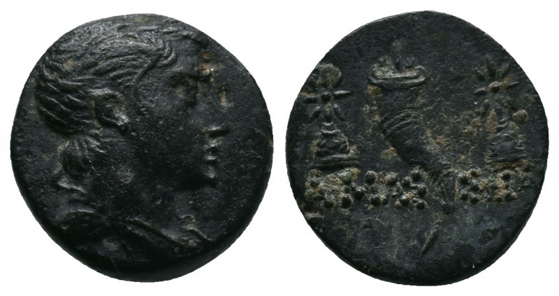 Pontos, Amisos Æ. Circa 120-100 BC. Bust of Perseus / AMAΣ ΣEIAΣ, cornucopiae fl...