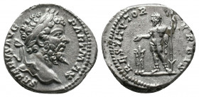 Septimius Severus 193-211 AD, Rome, 200 AD, Denarius. Obv: SEVERVS AVG - PART MAX Head laureate r. Rev: RESTITVTOR - VRBIS Septimius in military dress...