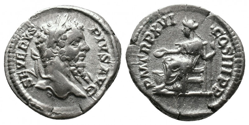 Septimius Severus AR Denarius. Rome, AD 208. SEVERVS PIVS AVG, laureate head to ...