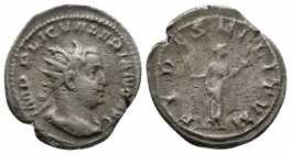 Valerian I. A.D. 253-260. AR antoninianus. Viminacium, A.D. 253/4. IMP VALERIANVS P AVG, radiate, draped and cuirassed bust of Valerian I right / FIDE...