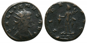 Gallienus AD 253-268. Antioch Antoninianus Æ silvered 20mm. GALLIENVS AVG, radiate and cuirassed bust right / FIDES AVG, Mercury standing left, holdin...