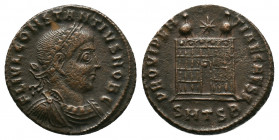 Constantius II (Caesar, 324-337). Ae. Thessalonica. Obv: FL IVL CONSTANTIVS NOB C, lsureate and cuirassed bust right / Rev: PROVIDENTIA CAESS / SMTSB....