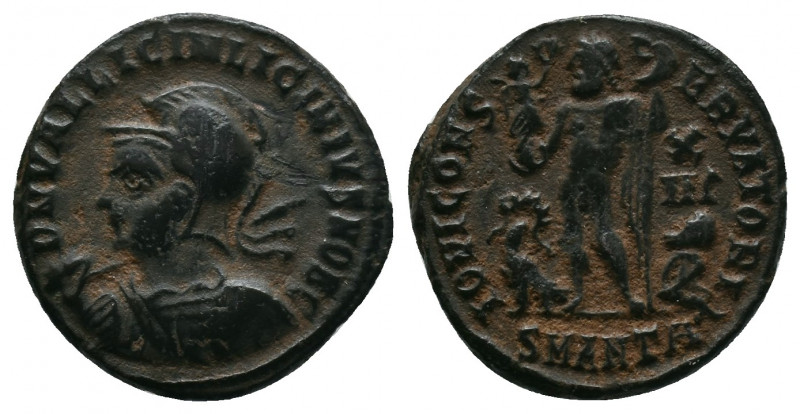 Licinius II (Caesar, 317-324). Æ Follis. Antioch, 321-323. Helmeted and cuirasse...