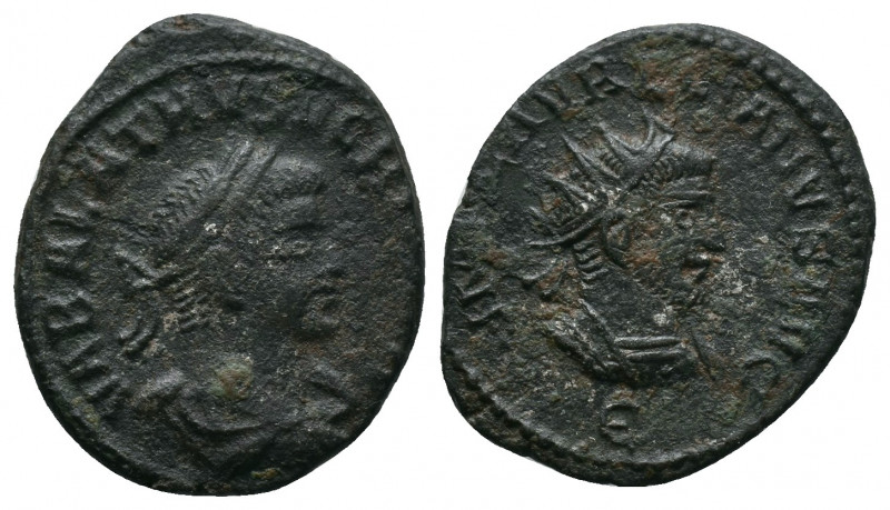 Vabalathus and Aurelian. AE Antoninianus, 271-272 AD. Antioch mint Obverse: IMP ...