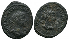 Vabalathus and Aurelian. AE Antoninianus, 271-272 AD. Antioch mint Obverse: IMP C AVRELIANVS AVG, radiate, cuirassed bust of Aurelian right. Officina ...
