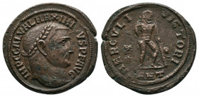 Maximinus II Daia, 310 – 313. Foolis, Antiochia 313, Æ. IMP C GAL VAL MAXIMINVS P F AVG Laureate head r. Rev. HERCVLI – VICTORI Hercules standing r., ...