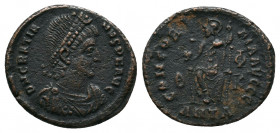 Gratian. A.D. 367-383. AE centenionalis (18.1 mm, 2.12 g, 11 h). Antioch mint, struck A.D. 378-383. D N GRATIANVS P F AVG, pearl-diademed, draped and ...