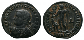 Licinius II. Caesar, A.D. 317-324. Antioch, A.D. 317-320. DN VAL LICIN LICINIVS NOB C, laureate and draped bust left, holding globe, mappa and scepter...