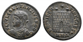 Constantius II, as Caesar BI Nummus. Nicomedia, AD 325-326. FL IVL CONSTANTIVS NOB C, laureate, draped and cuirassed bust left / PROVIDENTIAE CAESS, c...