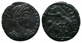 Constantius II (324-361) - Æ. Diademed and draped bust right / FEL TEMP REPARATIO Falling horseman. 2,13gr