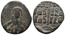 Anonymous Folles. temp. Romanus III, circa 1028-1034. Æ Follis . Class B. Constantinople mint. Facing bust of Christ Pantokrator / + IS–XS/ ЬA–ILЄ/ ЬA...