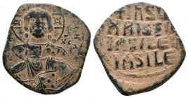 Basil II Bulgaroktonos, with Constantine VIII AD 976-1025. Anonymous follis Æ, Class 2. Constantinople, 11,19gr