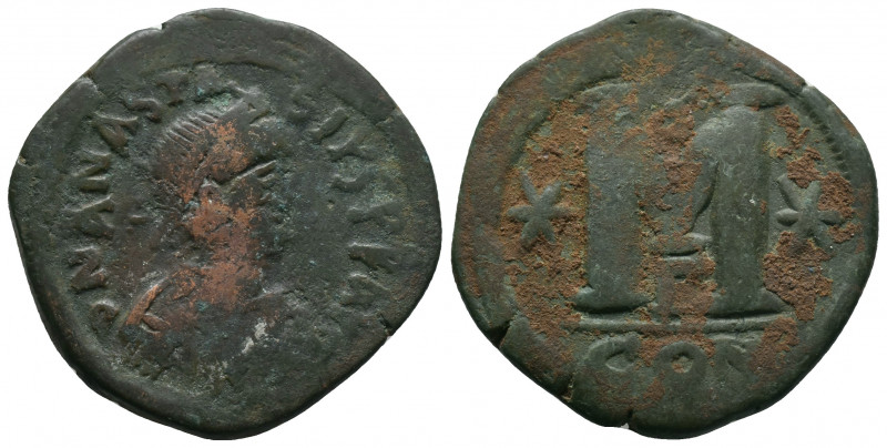 Anastasius I. 491-518. Æ follis . Constantinople mint, 498-518. DN ANASTASIVS PF...