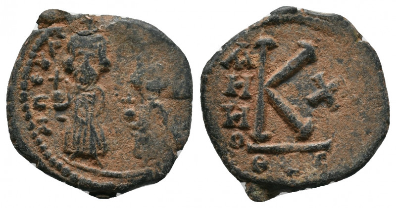 Heraclius. A.D. 610-641. AE half follis. Thessalonica mint, Heraclius & Heracliu...