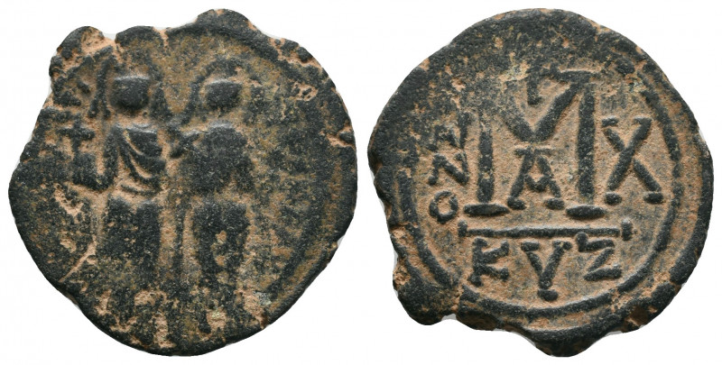 Justin II, with Sophia. 565-578. AE Half Follis . Cyzicus mint. Dated RY 10 (574...