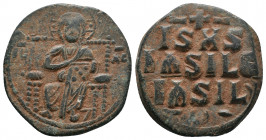 Anonymous (attributed to Constantine IX). Ca. 1042-1055. AE follis . Class D anonymous. Constantinople mint, struck C. 1042-55. nimbate Christ seated ...