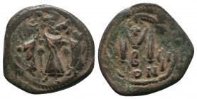 Heraclius. 610-641. AE follis . Constantinople mint, . Heraclius, Heraclius Constantine, and Martina, all standing facing, each wears a crown and chla...