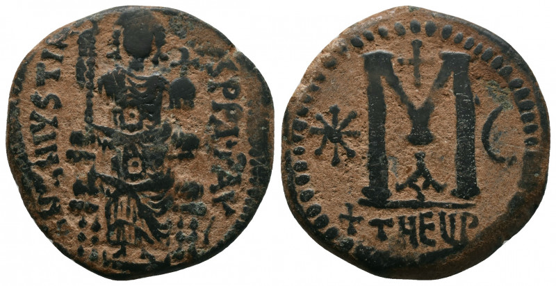 Justinian I. 527-565. Æ Follis . Theoupolis (Antioch) mint,. Struck circa 531-53...