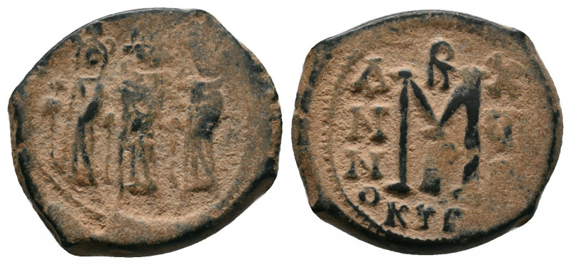 Heraclius, with Martina and Heraclius Constantine. 610-641. Æ Follis . Cyprus mi...