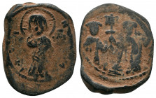 Constantine X 1059-1067 AD, Constantinople Mint, 1059/1067

+ϵMMA-NOVHΛ, Christ standing facing on footstool, wearing nimbus cruciger, pallium and col...