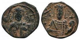 Byzantine Empire, Alexius I. AD 1081 - 1118. AE-Tetarteron. Thessalonica. . Bust of Christ facing. / Bust of Alexius facing. SB. 1929, 2,12gr