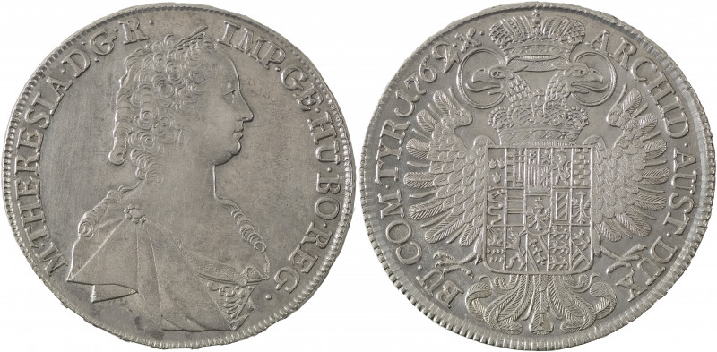 Holy Roman Empire, Maria Theresia, 1740-1780. Taler, 1762, Hall mint, 28.04g (KM...