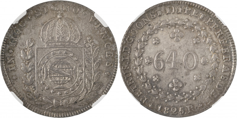 Brazil, Pedro I, 1822-1831. 640 Reis, 1825R, Rio de Janeiro mint (KM367).

Silve...