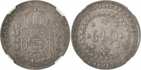 Brazil, Pedro I, 1822-1831. 640 Reis, 1825R, Rio de Janeiro mint (KM367).

Silver-grey tone with strong details.

Graded AU58 NGC