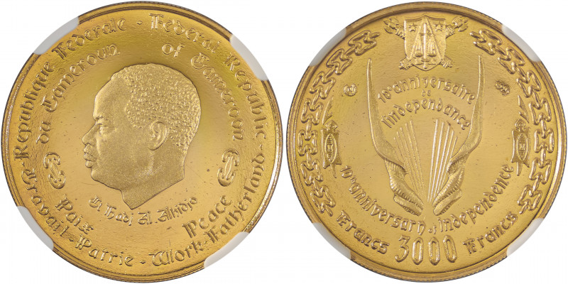 Cameroon, Republic. AV Proof 3 000 Francs, No Date (1970), Paris mint, AGW: 0.30...