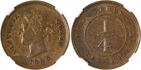 Cyprus, British Administration, Victoria, 1837-1901. 1/4 Piastre, 1885, Royal mint (KM1.1; Fitikides 7). Brown chocolate patina with sharp details. Sc...