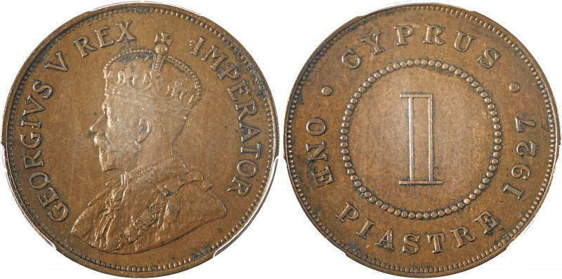 Cyprus British Administration, George V, 1910-1936. Piastre, 1927, Royal mint (K...