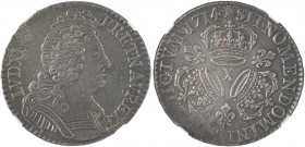France, Louis XIV, 1643-1715. 1/2 Ecu, 1714X, Amiens mint, type with Three Crowns (KM382.20).

Detailed portrait, few adjustments marks on obverse and...