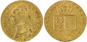 France, Louis XVI, 1774-1793. AV 2 Louis d’ Or, 1786AA, Metz mint, 15.26g (KM592.2; Fr. 474).

Golden tone with much remaining luster and sharp detail...