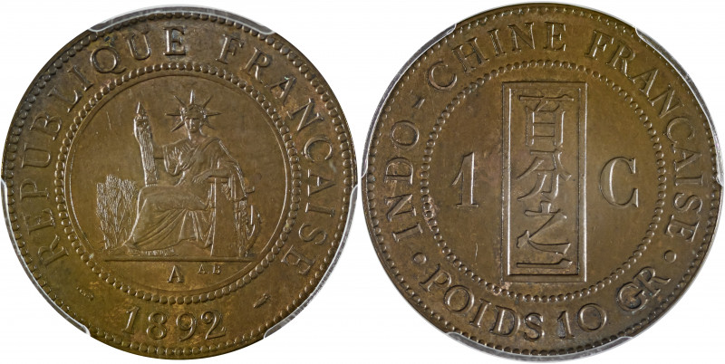 French Indo-China, Cent, 1892A, Paris mint (KM1; Lec-43).

Nice brown chocolate ...