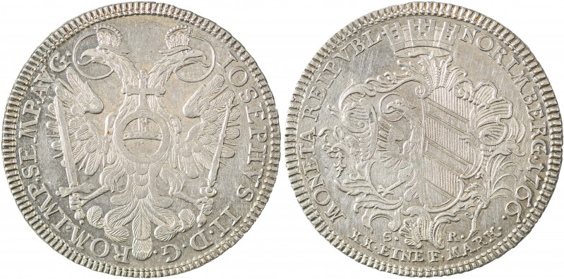 Nurnberg, Free City 1/2 Taler, 1766SR, 14.00g (KM355).

Lustrous example with br...