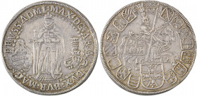 Hall, Teutonic Order, Maximilian of Austria, 1588-1618. 1/2 Taler, 1612CO, Hall mint, 13.92g (KM52).

Grey tone with strong details and possibly clean...