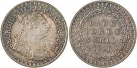 Great Britain, George III, 1760-1820, Bank of England, 3 Shillings, 1811, 14.75g (KM-Tn4; S-3769).

Wonderful silver blue patina on both sides, some l...