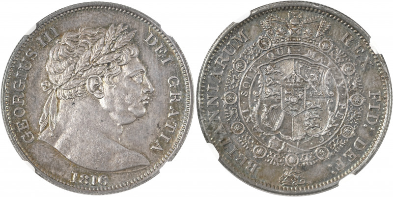Great Britain, George III, 1760-1820, Halfcrown, 1816, Bull Head (KM667; S-3788)...