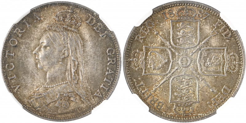 Great Britain 	2 Shillings (Florin), 1887, Jubilee Head (KM762; S-3925).

Silver...