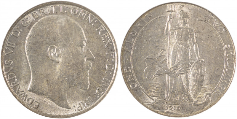 Great Britain, Edward VII, 1901-1910. 2 Shillings (Florin), 1910 (KM801; S-3981)...
