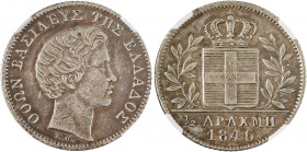 Greece, King Otto, 1832-1862. 1/2 Drachma, 1846, First Type, Athens mint (KM19; Divo 14e).

Beautiful light grey and red tone, minor wear on obverse h...